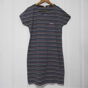 Barbour Navy and Pink Striped Harewood Dress Size 10